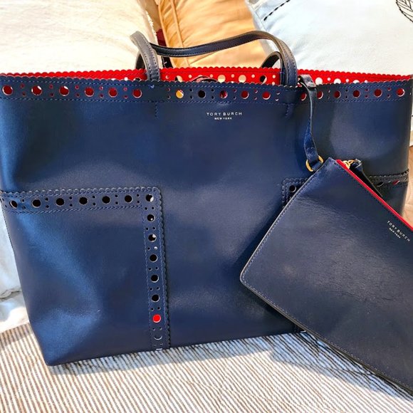 Tory Burch Handbags - Tory Burch Leather Block T Brogue Tote